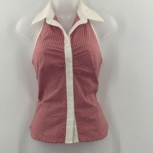 Wawa Red 97% Cotton Red/Shite Stripe Halter Top
